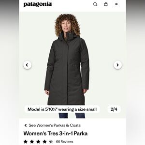 Patagonia Women’s Tres 3 in 1 Down Black Jacket XS
